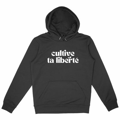 Sweat à capuche Epais Unisexe Couleurs - Cultive ta liberté - face_noir