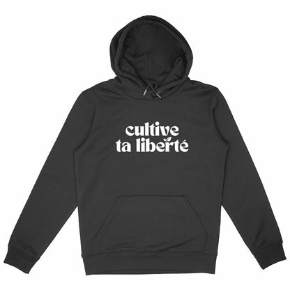 Sweat à capuche Epais Unisexe Couleurs - Cultive ta liberté - face_noir